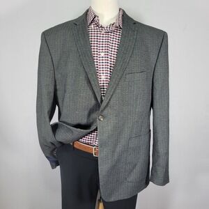 Gino Vitale Men's Sport‎ Coat Blazer Soft Herringbone Gray Poly Blend Size 48R